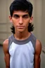 Placeholder: Appearance: Ari has a mixed-race skin tone with a light brown complexion. He has dark hair in a page boy haircut that sticks out from behind his ears, and his hair length could be somewhere in-between long and short. His face is thin with high cheekbones and gray eyes that are often full of emotion. He stands at around 5 feet 7 inches tall, with a lean build that suggests he doesn't engage in a lot of physical activity. He is of average attractiveness with a boyish face.