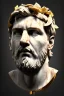 Placeholder: Ultra Realistic image, Roman sculpture, clean white marble material, Lionel Messi, gold Laurel leaves wreath, renaissance ornaments, one gold star, sun ornament, sun rays background, chisel style, waist up portrait, emperor style, epic, celestial, cinematic lighting, God light, god rays, 4k resolution, smooth details, ornate details, soft lighting, unreal engine 5, art station, substance 3d.