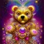 Placeholder: Adorable Happy Bear, glitter gold, extremely detailed fractal, fractal gems, fractal crystals, gold glitter, digital oil painting, detailed art illustration, vibrant, cinematic, ornate, luxury, polished, elegant intricate 8k imperial colors in the style of Josephine Wall, Brian Froud, Thomas Kinkade Modifiers: elegant intricate 8k imperial colors