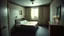 Placeholder: inside a cheap, seedy motel room, bright light, dirty, empty room, grainy candid photograph, crime scene, documentary style, bright flash photography