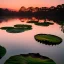 Placeholder: lotus jungle lake at sunrise