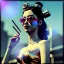 Placeholder: Ultra Realistic photo, medium shot view, geisha women, carnival scene, futuristic steampunk. hair monster, Drunken, Sunglasses, smoking, happy, hot. Cabaret background, highly detailed, concept art, unreal engine 5, ray tracing, RTX, lumen lighting, ultra detail, volumetric lighting, 3d, finely drawn, high definition, high resolution.