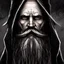 Placeholder: a short wizard with a tall hat, long black hair and beard, detailed rugged and elderly face, tall, fantasy magic, worn out mythical robe, dark light night, intricate, elegant, sharp focus, illustration, highly detailed, complementary colors, colorful, highly detailed abbey background, concept art, matte, art by john avon and christopher rush and Veronique Meignaud, masterpiece