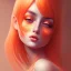 Placeholder: A beautiful portrait of a cute woman orange color scheme, high key lighting, volumetric light high details with white stripes and feathers and celtic paterns