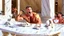 Placeholder: angry guy on phone at topless table next to marble tabletop