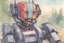 Placeholder: retro anime style, full color, dark serious 1980s anime terminator like robot, moebius artist, magic, watercolor,