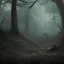 Placeholder: franz frazetta style, zombie lurking in the forest clearing, night