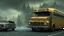 Placeholder: the inside of school buss driving on the freeway, angry orcs, perfect composition, hyperrealistic, super detailed, 8k, high quality, trending on artstation, studio photo, highly detailed, wide borders