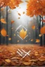 Placeholder: squared landscape with leaf fall, flying leaves, logo