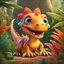 Placeholder: cute baby wide-eyed chibi dinosaur, by Disney Pixar, by Shaun Tan, whimsical cartoon lush prehistoric jungle, bright colors, deep color, fantastical, intricate detail, splash screen, complementary colors, fantasy concept art, 8k resolution trending on Artstation Unreal Engine 5 sunny landscape colorful beautiful fantasy.