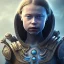 Placeholder:  Greta Thunberg portriate of beautiful blue na'vi warrior,volumetric lighting, particals, intricate detail,realistc, close up