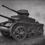 Placeholder: ww1 german tank in a forest durer style black & white