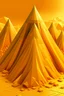Placeholder: Yellowish orange colored pyramids made out of stone in Retro Futurism art style