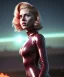 Placeholder: retro sci-fi portrait image from 1990, supermarket parking explosion, fire, scared people, blonde woman walking, young Scarlett Johansson face, tight latex suit, soft color, highly detailed, unreal engine 5, ray tracing, RTX, lumen lighting, ultra detail, volumetric lighting, 3d, finely drawn, high definition, high resolution.