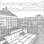 Placeholder: GARDEN HOUSE, ""Roof Garden Views: Color the rooftop garden scenes with a panoramic view.", full view, realistic, coloring page, only draw lines, coloring book, clean line art, wildlife-inspired, kid style, –no sketch, color, –ar 3:4, white background, minimalistic black lines, 8k, minimal black color, low level black colors, coloring page, use pure black and white colors, avoid thick black colors, thin black line art, avoid colors, perfect shape, perfect clear lines, clear edges,