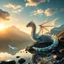 Placeholder: Award-winning Ultra-realistic fantasy wildlife photography of a majestic crystal dragon resting beside a pristine alpine lake, breathtaking gemstone scales reflecting dramatic sunrise light, extraordinary realism, captured as if photographed in the wild by a National Geographic photographer, cinematic atmosphere, ultra detailed, masterpiece,, 64k