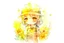 Placeholder: double exposure, flower shop, cute chibi salesgirl in flower uniform in sunshine, watercolor and black ink outlines, sparkling golden glitter, ethereal, cinematic postprocessing, bokeh, dof