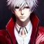 Placeholder: Detailed anime boy, crimson red hair, long classic taper hairstyle, dante dmc5 hairstyle, wolf ears protruding out, white trench coat, intricate details, full body portrait, keep head in frame, slight smile, black Japanese motif, concept art, highly detailed, digital painting, concept art, sharp focus, illustration, art by Yoji Shinkawa, WLOP and greg rutkowski and alphonse mucha and artgerm and yanjun Chen and Junji ito and Makoto Shinkai, HDR, octane render, highly detailed