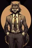 Placeholder: Buff, anthro, wolf, himbo, black fur, gold eyes, wearing a suit, full-body