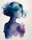 Placeholder: woman silhouette and hair watercolor draw