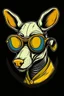 Placeholder: Aardvark wearing sunglasses, Style: Retro 10s, Mood: Groovy, T-shirt design graphic, vector, contour, NO background.