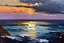 Placeholder: seascape with sunset by Chris bushe with thick oil and palette knife
