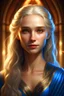 Placeholder: Maegelle Targaryen, around 16 years old, possesses an ethereal grace befitting her royal lineage. Her slender frame exudes regal poise, reflecting the weight of her responsibilities in Westerosi politics. With cascading golden locks framing delicate features, her Targaryen heritage is unmistakable. Her sapphire-blue eyes hold wisdom beyond her years, commanding attention with their piercing gaze. Blessed with porcelain skin and high cheekbones, Maegelle's countenance remains composed, veiling h
