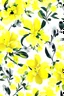 Placeholder: fabric pattern floral watercolor, high contrast, yellow flowers