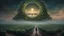 Placeholder: A symmetrical moon that looks like a happy origin head fractal broccoli above a landscape, a kid in a ragged dress looks up in the distance, fog, and intricate background HDR, 8k, epic colors, fantasy surrealism, in the style of gothic, masterpiece