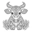 Placeholder: mandala baby cow, happy, cute animals, full view, realistic, coloring page, only draw lines, coloring book, clean line art, –no sketch, color, –ar 3:4, white background, minimalistic black lines, minimal black color, low level black colors, coloring page, avoid thick black colors, thin black line art, avoid colors, perfect shape, perfect clear lines,