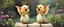Placeholder: two totally symmetric fluffy angel gremlin slug nice cheerleader singing on bridge in garden , full body portrait T-pose strong aura, oil painting and air brush