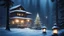 Placeholder: fir forrest scenery, heavy mist,valley,creek,forest,christmas lanterns,tree,,nature,night,snow,fir tree,high-quality photograph,zeiss prime lens, bokeh , high detail, smooth render, unreal engine 5, dust effect, vivid colors,night