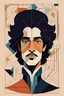 Placeholder: a highly detailed, abstract flat geometric portrait illustration of Prince in the minimalist style of Willi Baumeister, Federico Babina and Petros Afshar, sharply detailed and finely lined, in vibrant natural colors