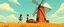Placeholder: windmill scene from gorillaz music video, with car and moose, cartoon guys