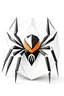 Placeholder: an oragami dj logo called dj spider inside batch shield, white background