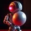 Placeholder: inbred media robot with fur holding a perfect sphere, motion blur, 8k, downlight, soft light, depth of field, photorealism, trending on art station, lotsa detail