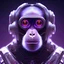 Placeholder: A beautiful portrait of a cyborg monkey purple neon color scheme, high key lighting, volumetric light high details psychedelic background