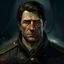 Placeholder: The submarine gunner Sylas Steinhardt, a well groomed dark haired man with scars on his face realistic grimdark setting,