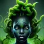 Placeholder: line art .the face of A young black woman. A wood nymph emerging from the forest. Her hair looks like vines. Dreadlocs. Her skin is the colour of dark soil. Her skin looks like tree bark. Her clothing is made of vines, grass and leaves.