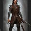 Placeholder: D&D character, male, long black hair, dark tan skin, artificer, gun