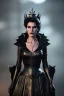 Placeholder: portrait of shae marks as evil queen in black leather gown, leather, angry, stern look, volumetric lighting, particales,highly detailed,cinematic, deep colours,8