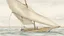 Placeholder: in the childish style of a 5 year old with scratchy penwork, a basic sloop, floating on water with the sail full of wind. Off to the side, the same boat mast is depicted, this time with the sail raised and tied up