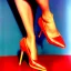 Placeholder: Fifties pretty young blonde woman high heels kodachrome photo