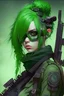Placeholder: Female, Green Hair, googles, rifle, goth