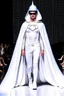 Placeholder: Superman on a fashion runway futuristic Style street wear white tones