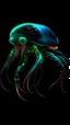 Placeholder: a fantastic and wonderful multicolor Bioluminescent aquatic alien like creature from the abyss on a plain black background