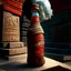 Placeholder: inca carved stone bottle coca cola logo, in inca temple, cinematic, photo realistic, hyper detailed