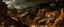 Placeholder: A dark orange underground mine with a village painted by Giovanni Battista Sassi