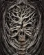 Placeholder: A beautiful highly detailed ancient tree with ornate intricate demon skulls grown into it, sticking out in random places, some screaming, some with glowing eyes, horrorcore made of shiny obsidian glass :: reflective, glassy :: subtractive lighting, backlit :: by John William Waterhouse, Greg Rutkowski, HR Giger :: hyperrealistic, hyper detailed, photorealistic :: epic, incredible composition, amazing depth, meticulously composed, 16k resolution concept art :: fantasy magazine cover art