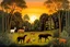 Placeholder: A forest glade with animals at sunset by artist "Henri Rousseau",by artist "George Stubbs"